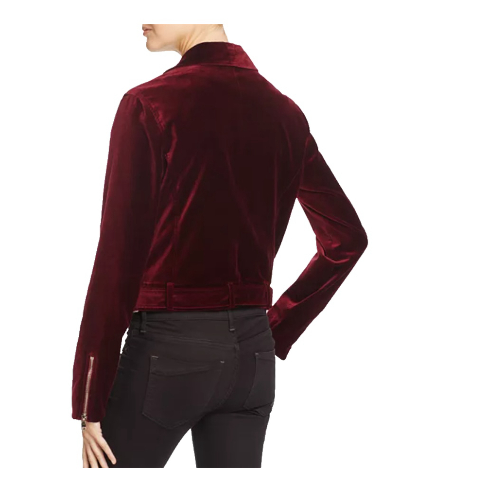 PAIGE Women's Cranberry Shanna Jacket Velvet Motto Bloomingdale's Small - Picture 4 of 10